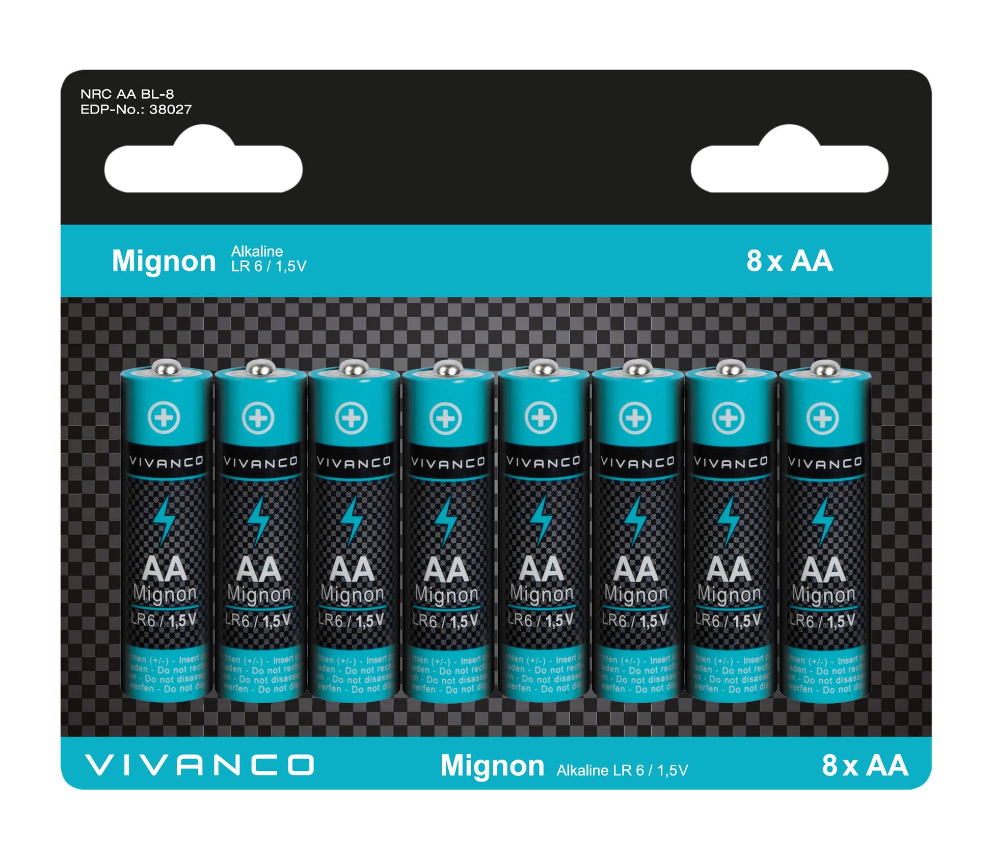 Confezione da 8 batterie alcaline AA da 1,5V-1