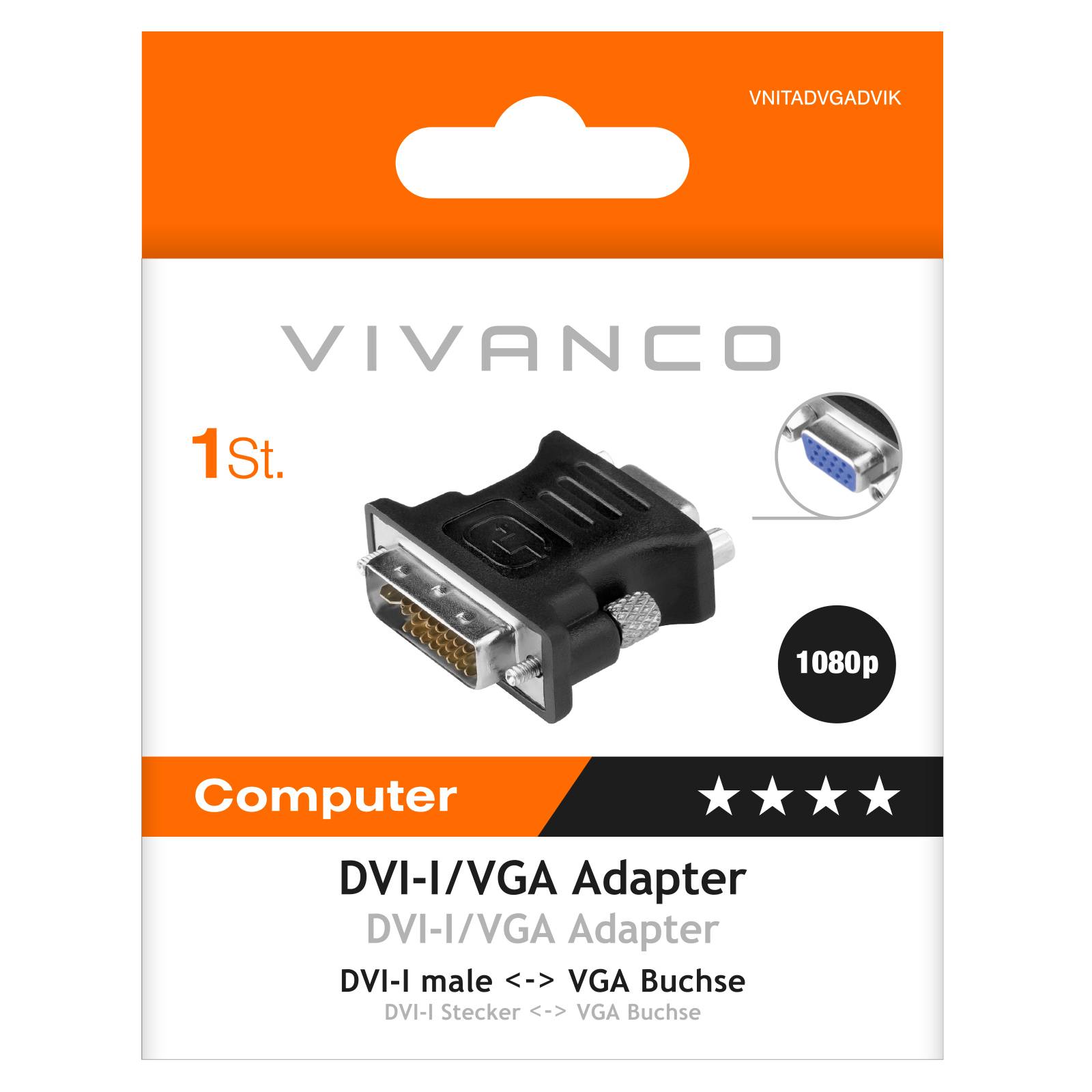 Adattatore DVI-I/VGA maschio-maschio compatibile alta qualità-1