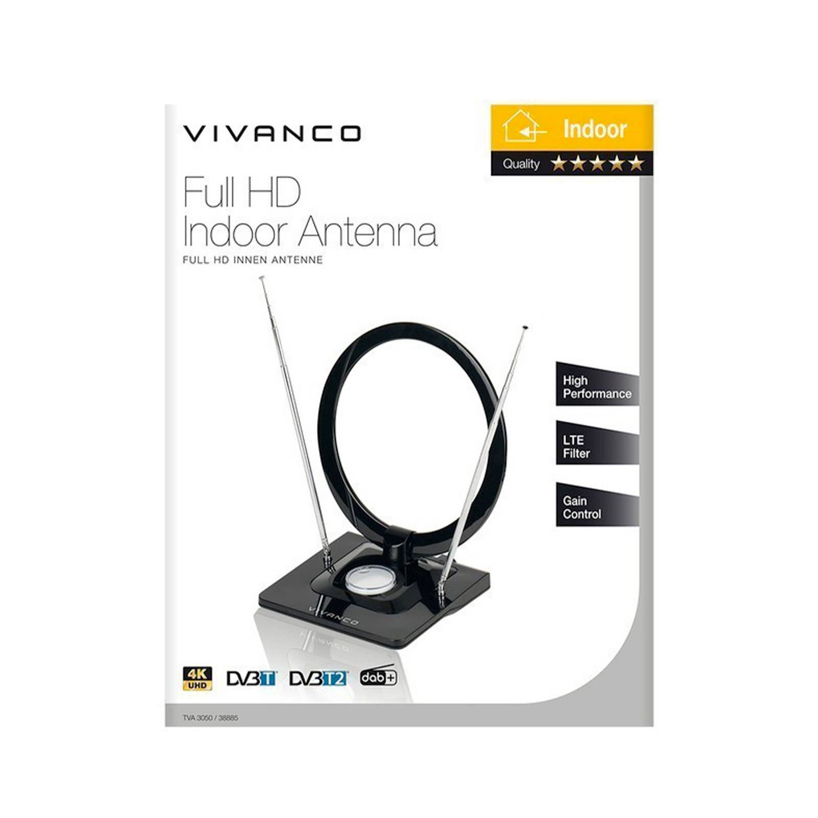 Antenna Full HD da interno con design ad anello, filtro LTE, cavo da 2 m-1
