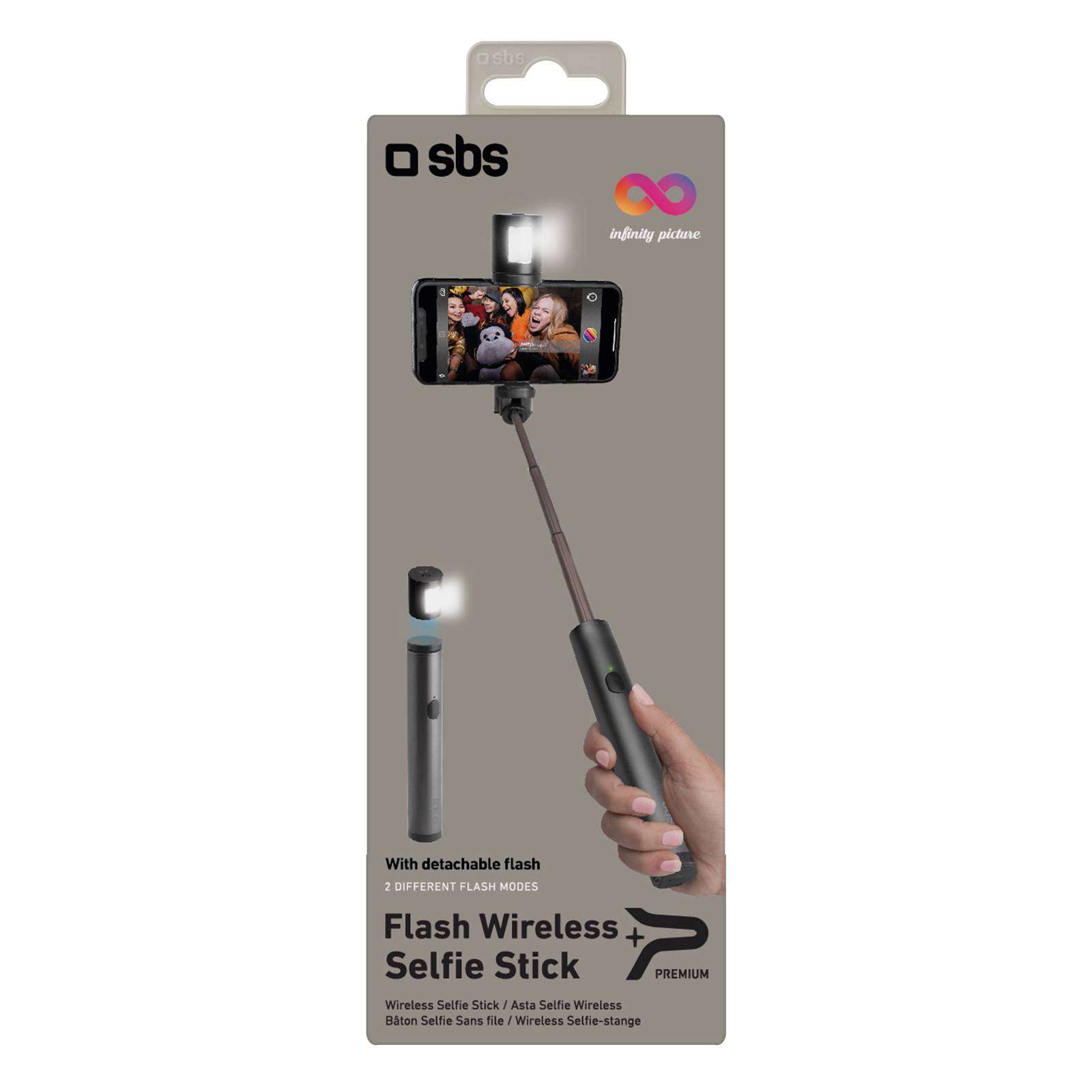 Selfie stick Wireless con flash magnetico-1