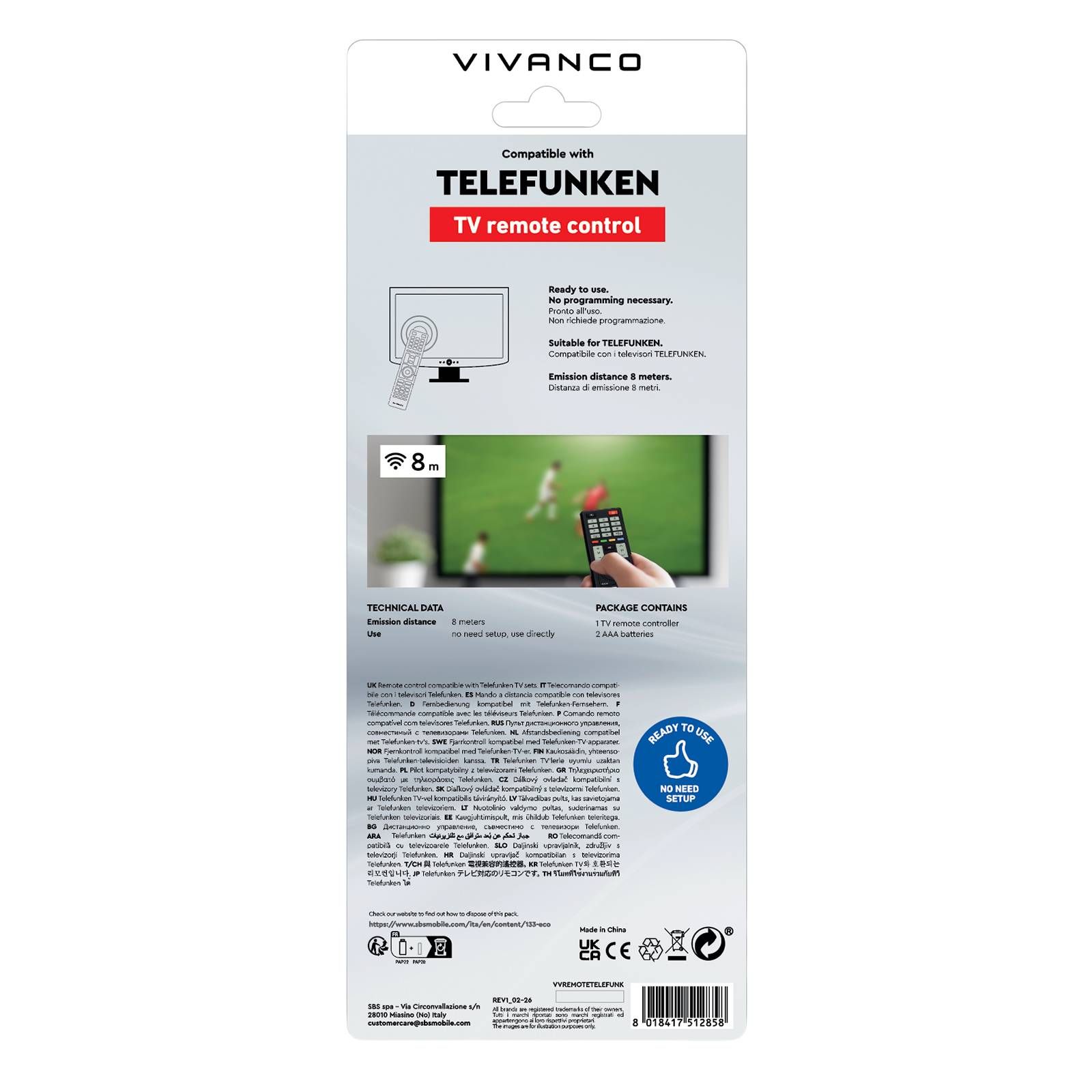 Telecomando per Telefunken e molti altri brand, pronto all'uso-2