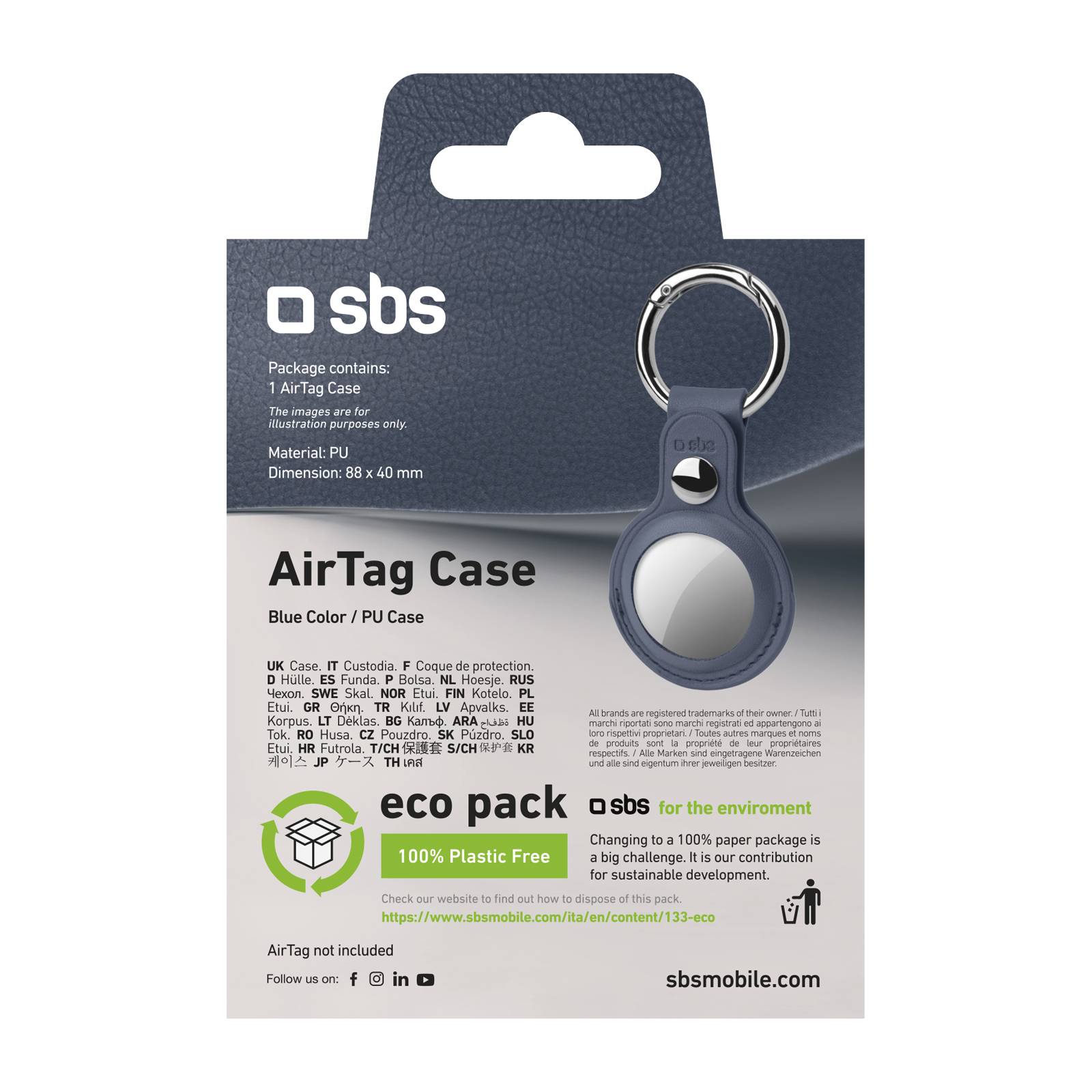 Custodia in materiale premium per AirTag, con portachiavi-2