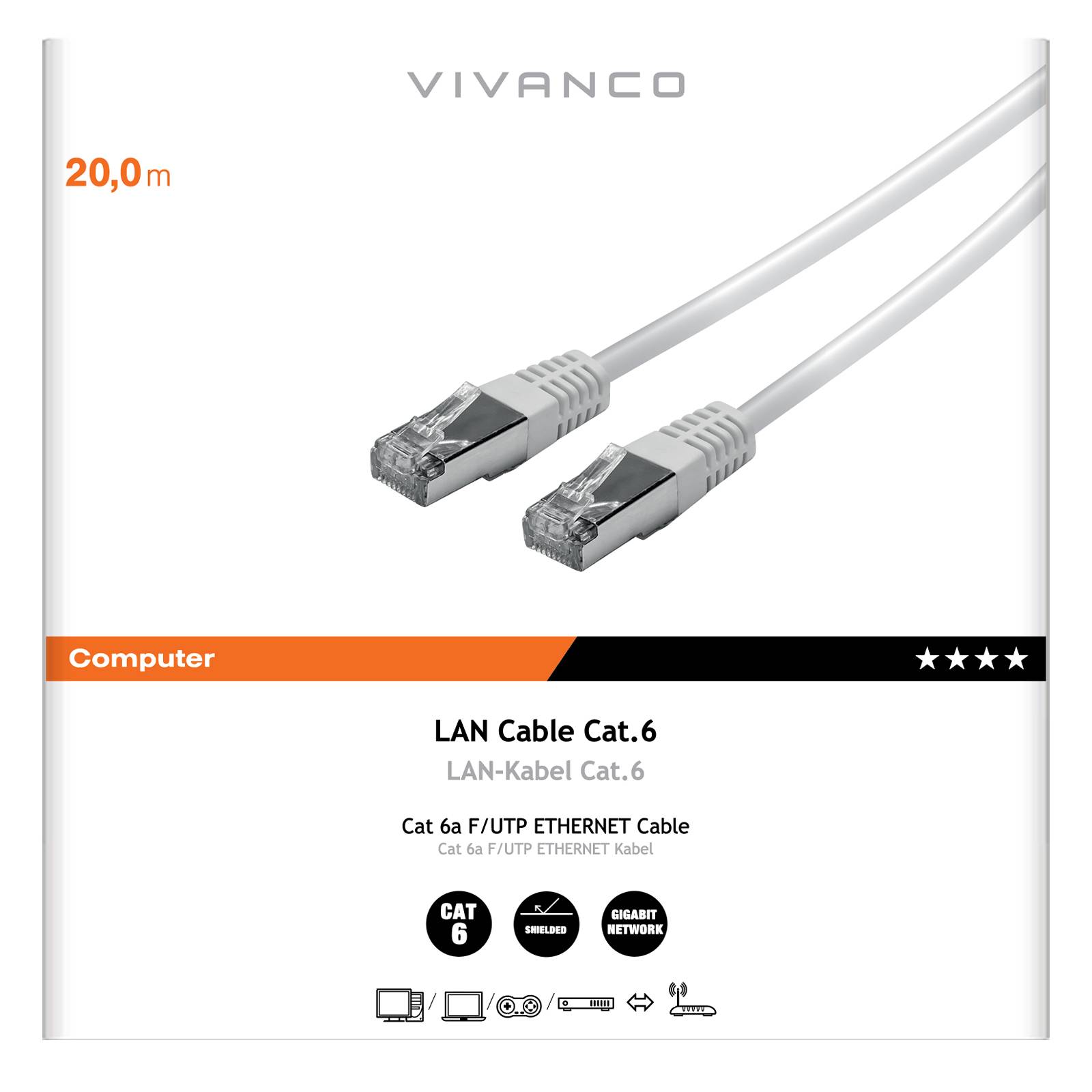 Cavo di rete cat 6 connessione stabile e affidabile con schermatura completa e connettori RJ45-2
