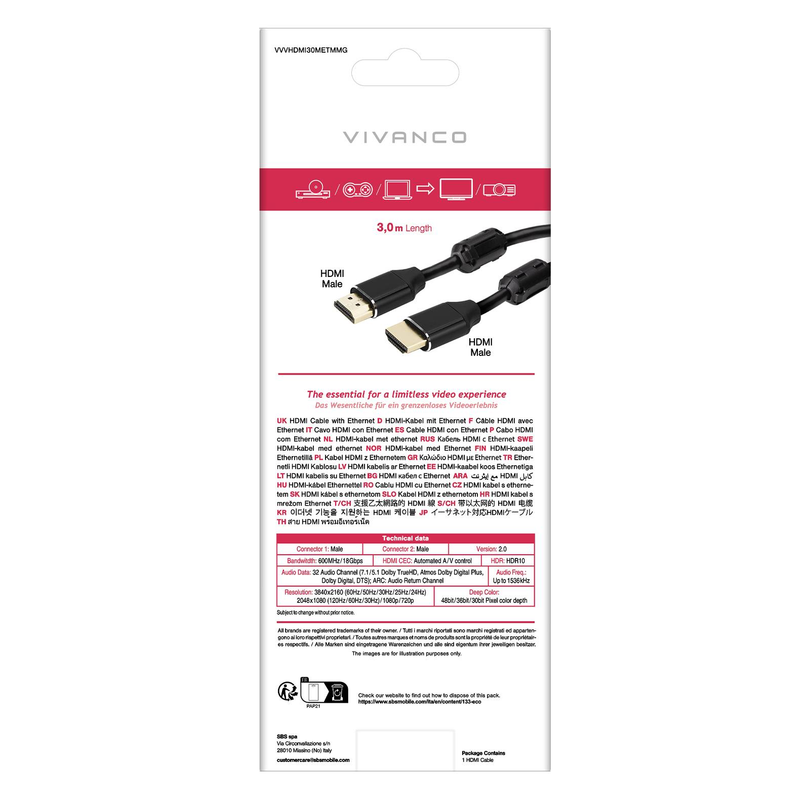 Cavo HDMI 2.0 placcato oro-2
