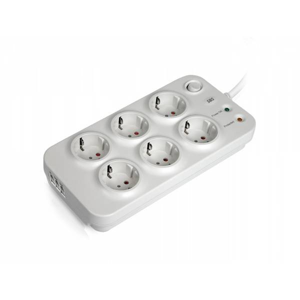 Multipresa filtrata ”PREMIUM” a 6 uscite, protezione linea telefonica