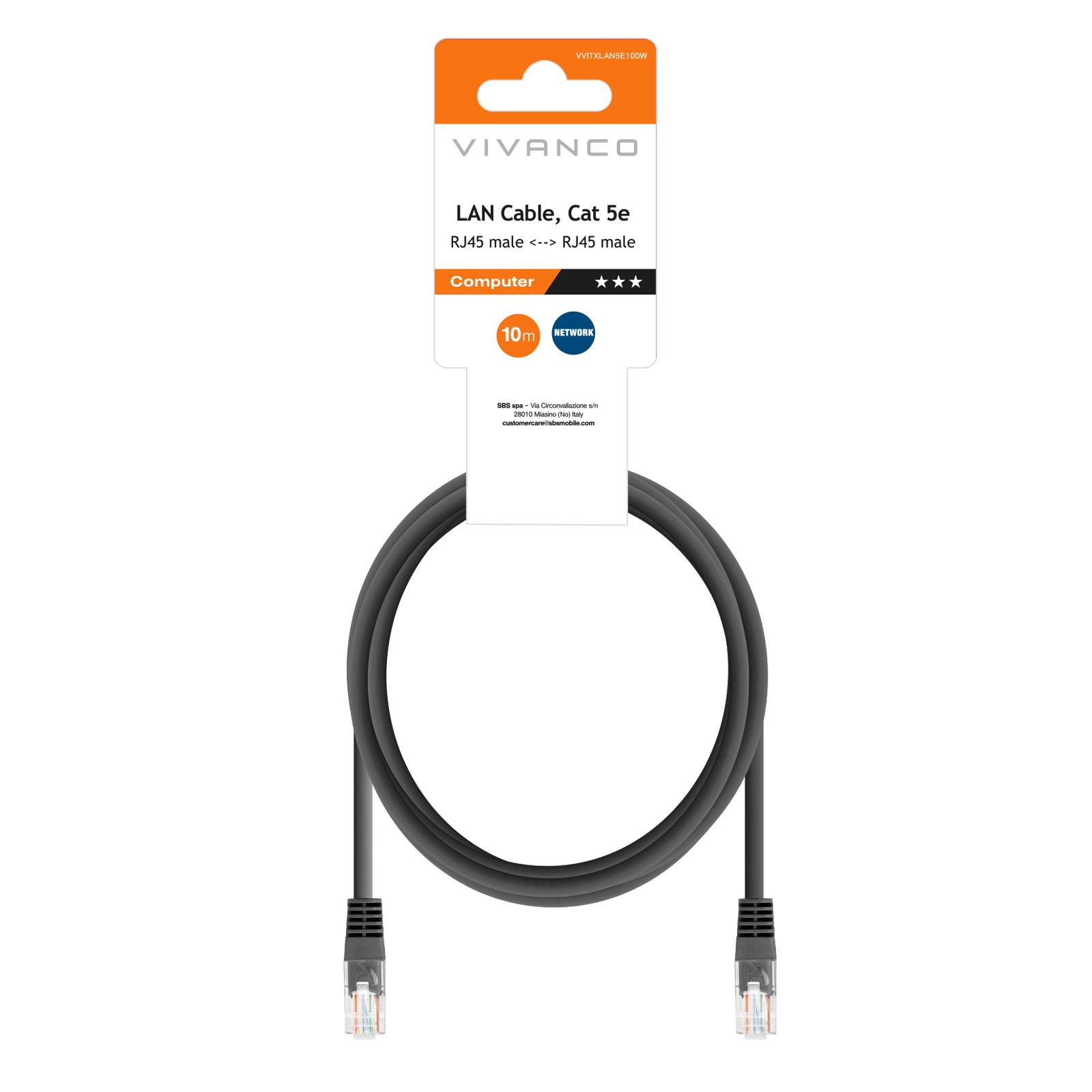 Cavo di rete per PC UTP cat 5e colore grigio, connettori RJ45, colore grigio, lungo 10 m-1