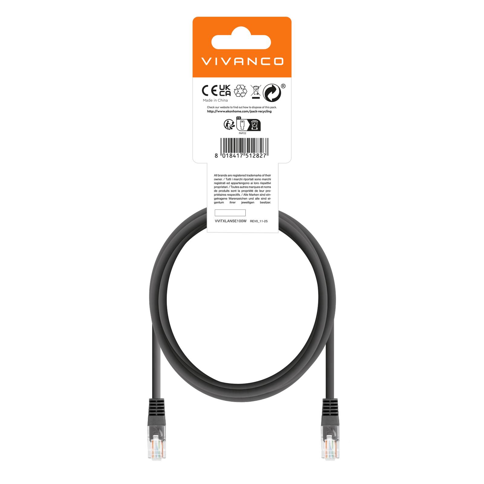 Cavo di rete per PC UTP cat 5e colore grigio, connettori RJ45, colore grigio, lungo 10 m-2