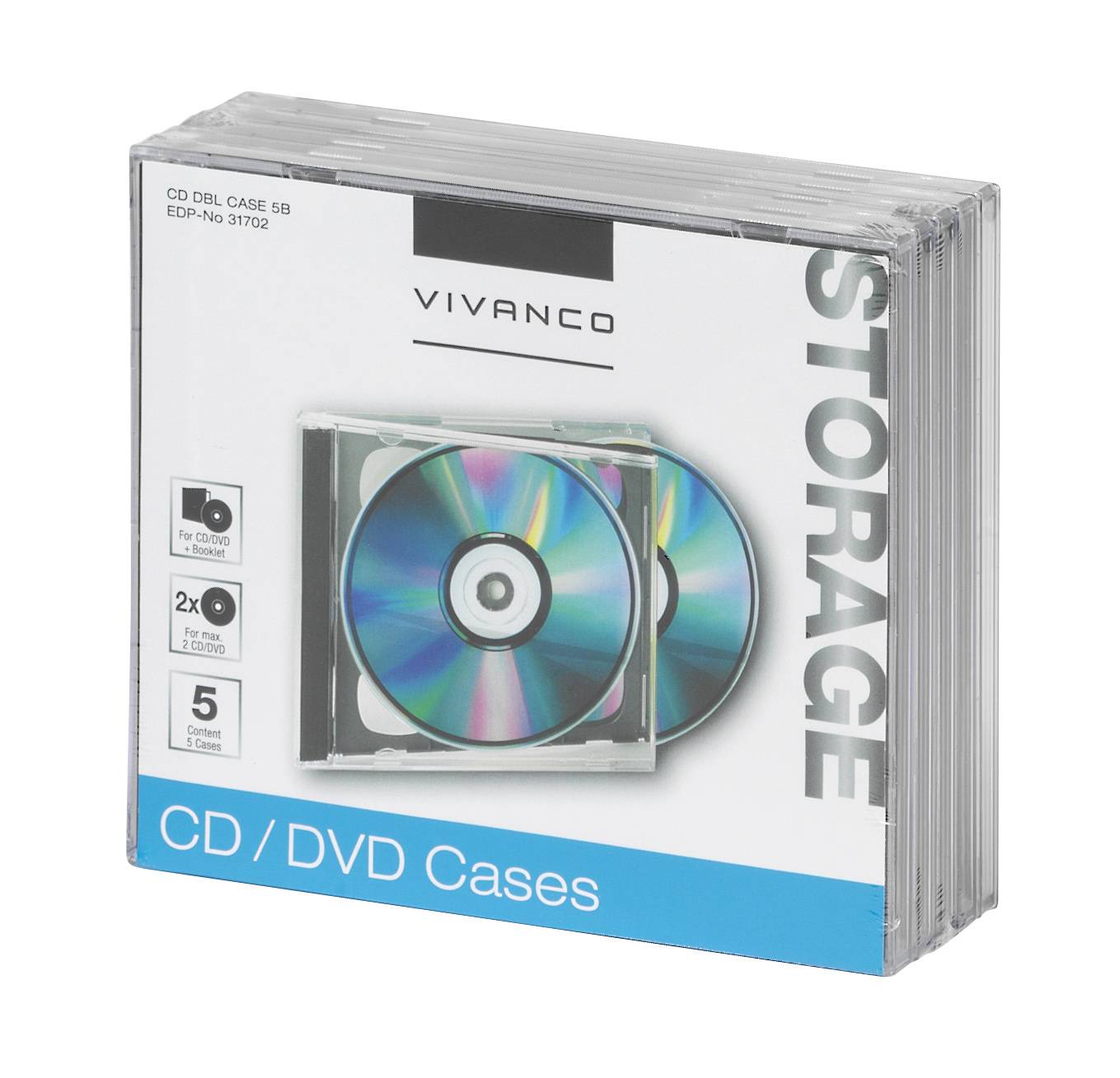 Custodia doppia per CD/DVD, confezione da 5-1