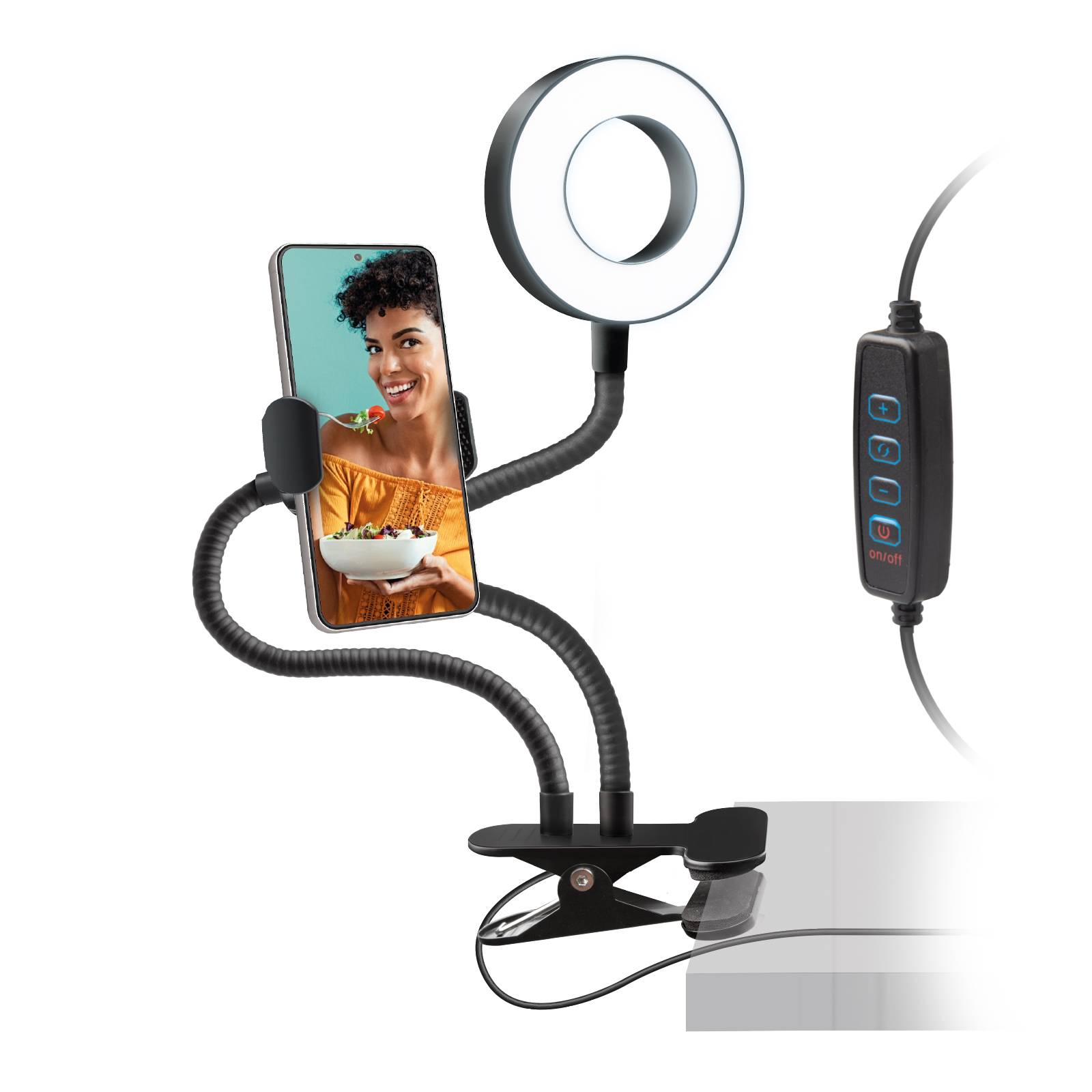 Anello LED snodabile con clip da tavolo-0