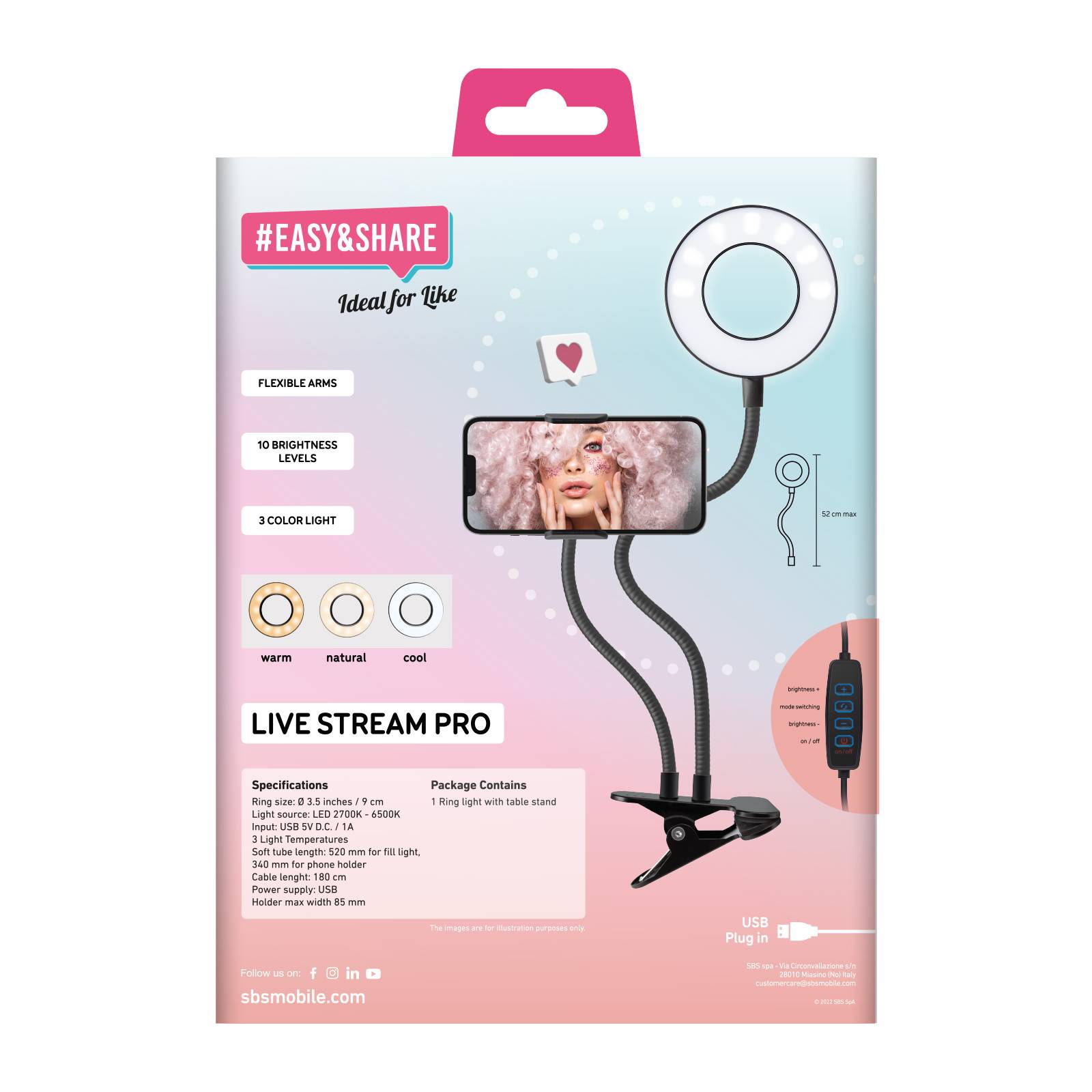 Anello LED snodabile con clip da tavolo-2