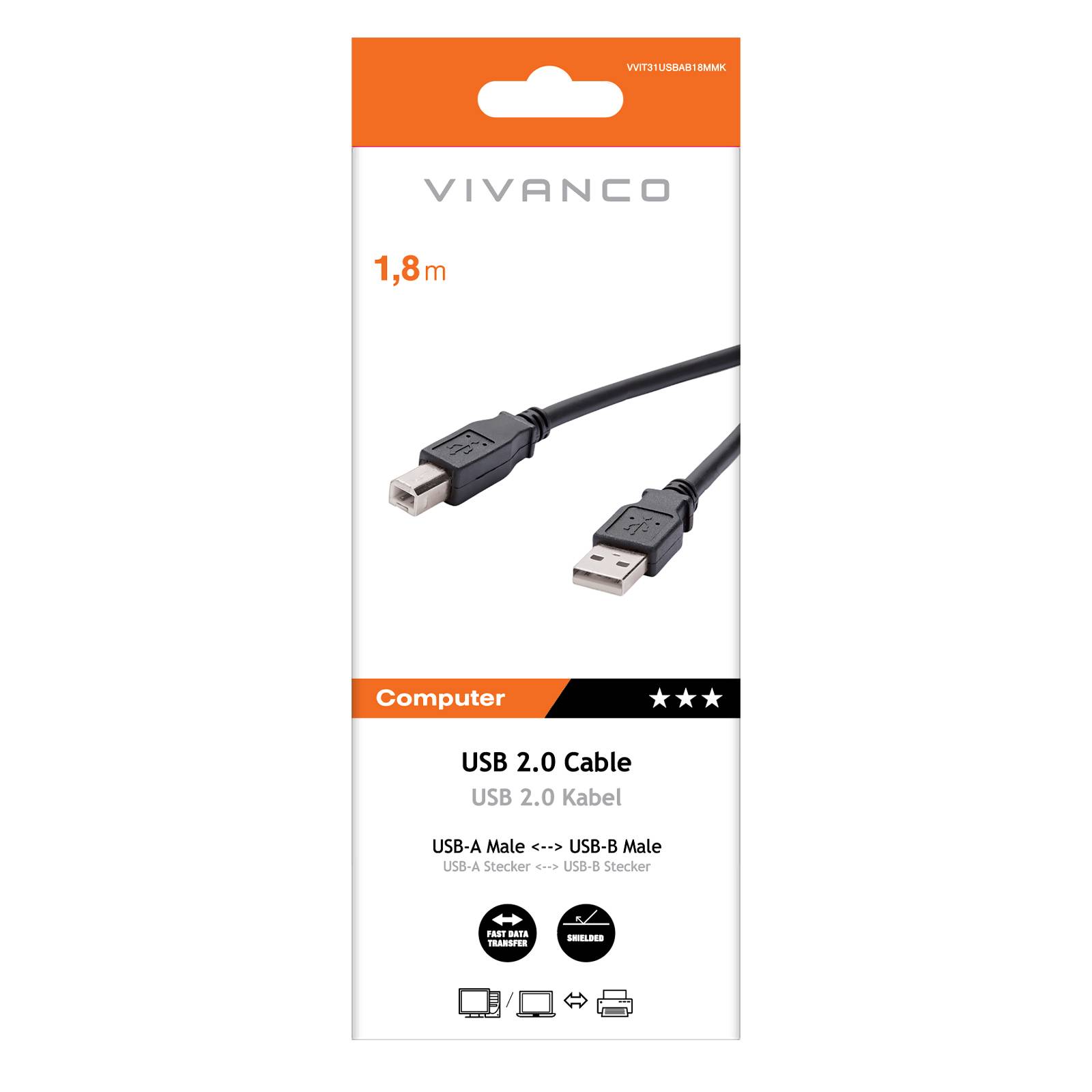 Cavo di collegamento compatibile USB-B 2.0, 1,8 m-1