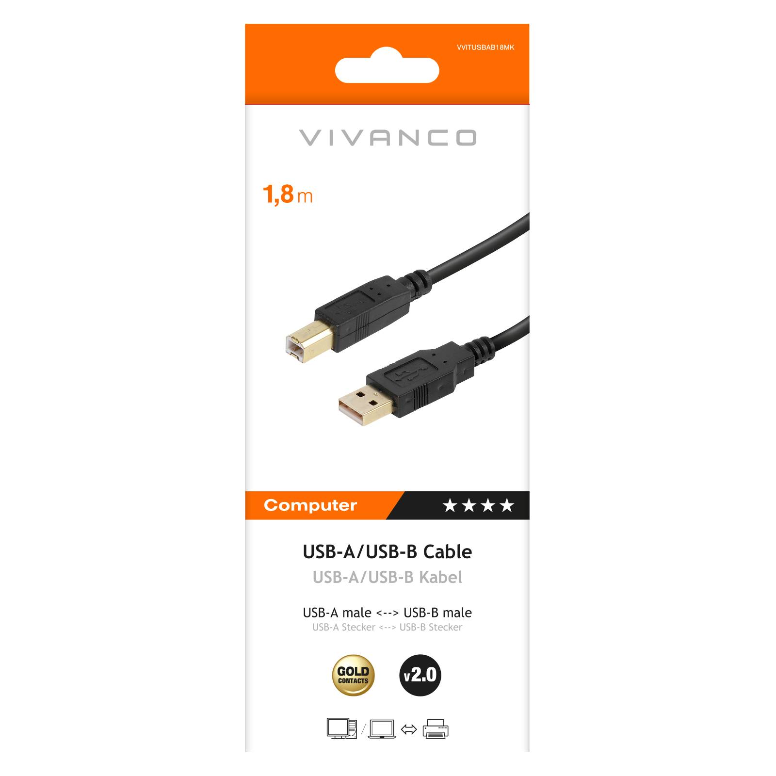 Cavo di collegamento certificato USB 2.0 di alta qualità, 1,8 m-1