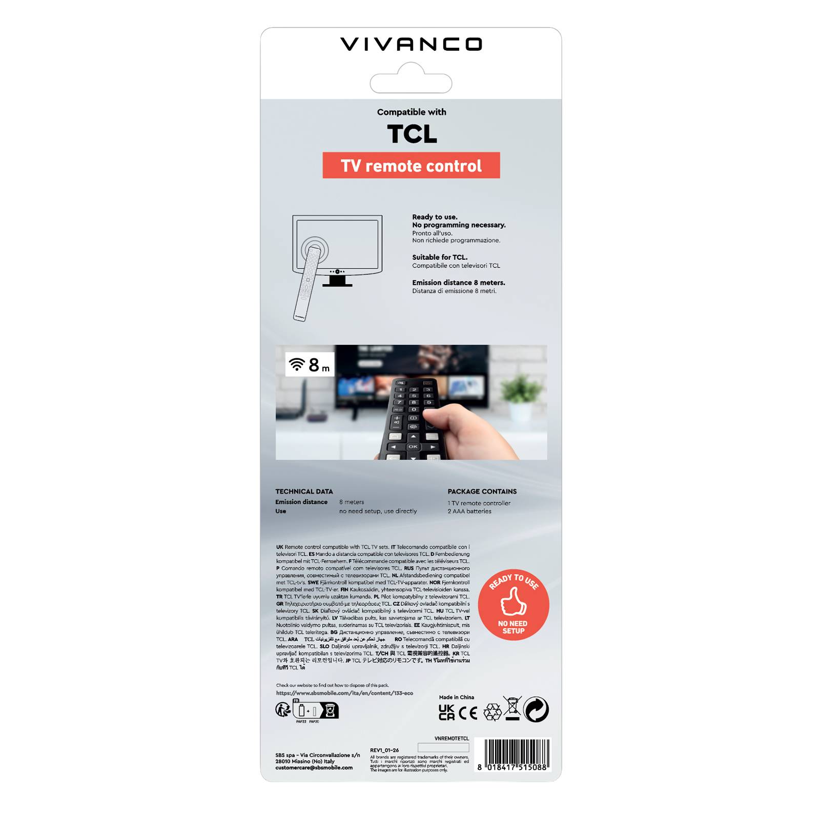 Telecomando per TV e Smart TV TCL-2