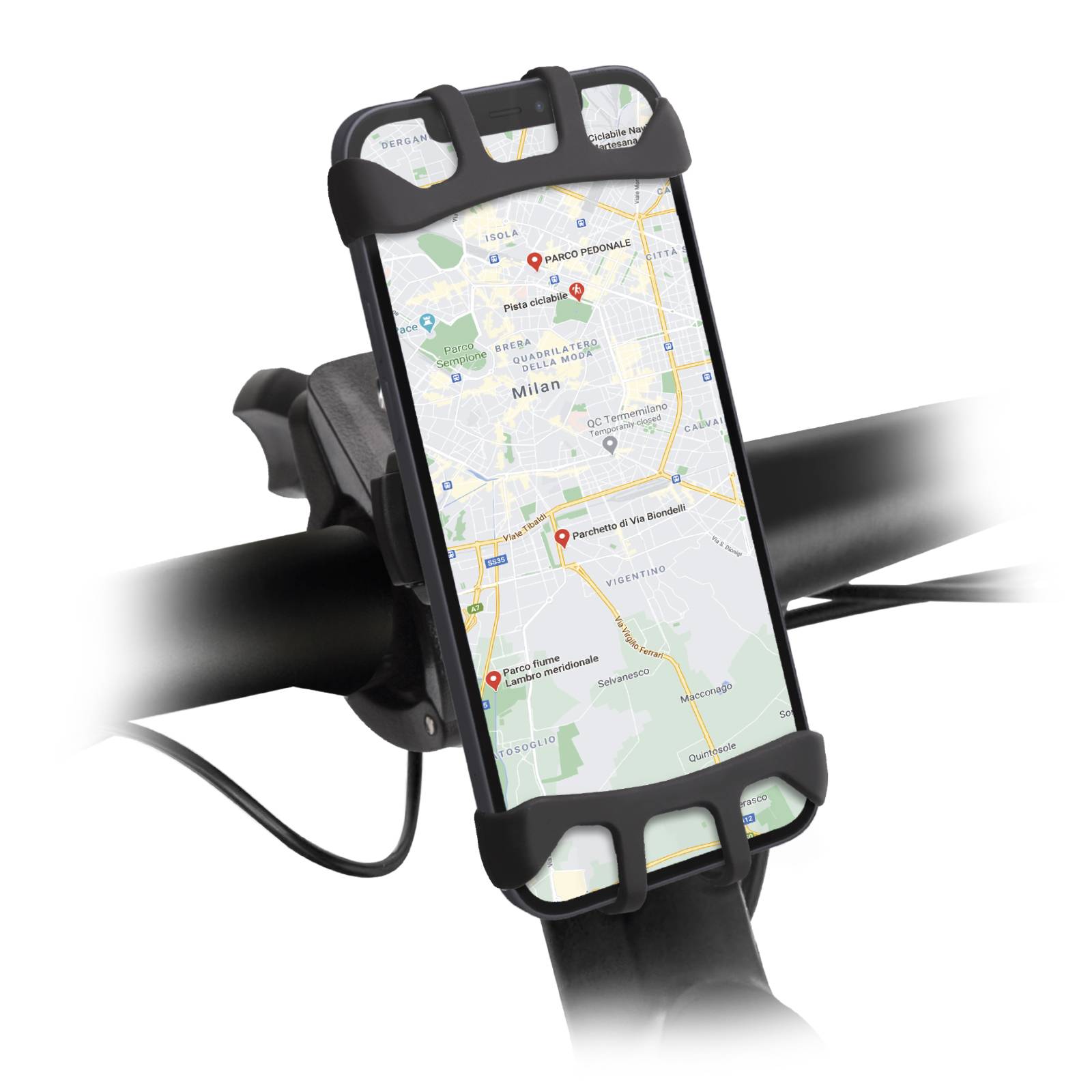 Porta cellulare fino a 6,5 pollici per monopattino e bici ruotabile a 360°-0