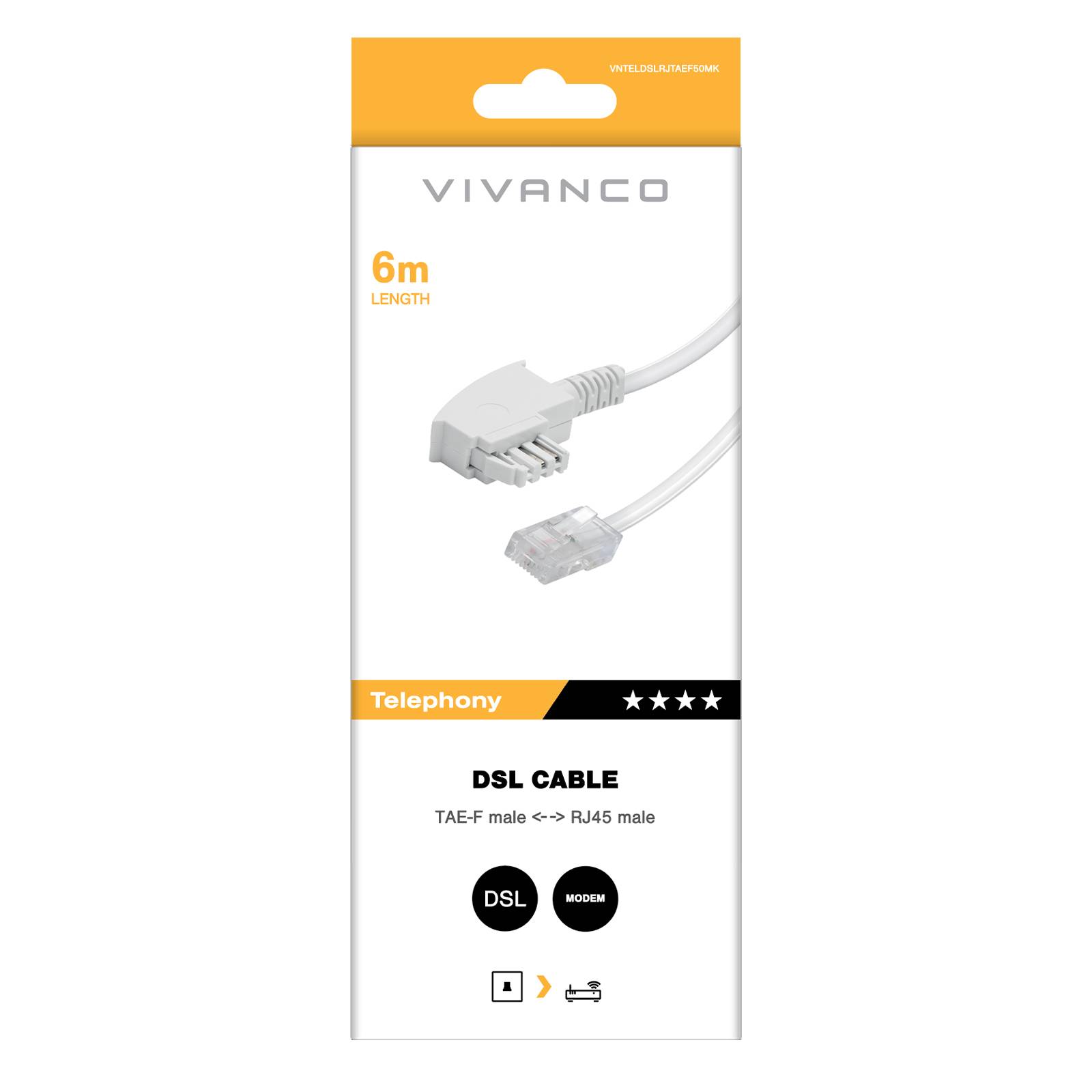 Cavo DSL 6 metri TAE-F RJ45 per modem e router-1