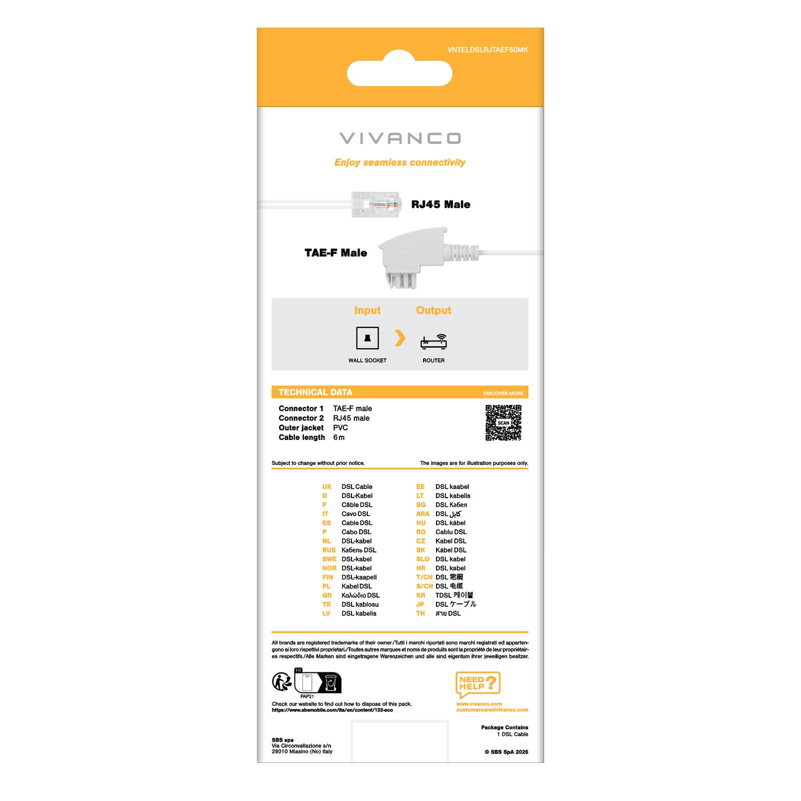 Cavo DSL 6 metri TAE-F RJ45 per modem e router-2