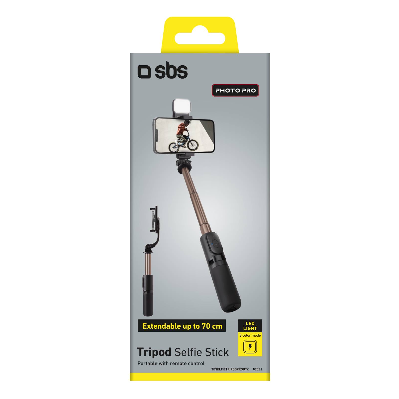 Selfie stick Wireless estensibile in alluminio con luce LED per smartphone-1