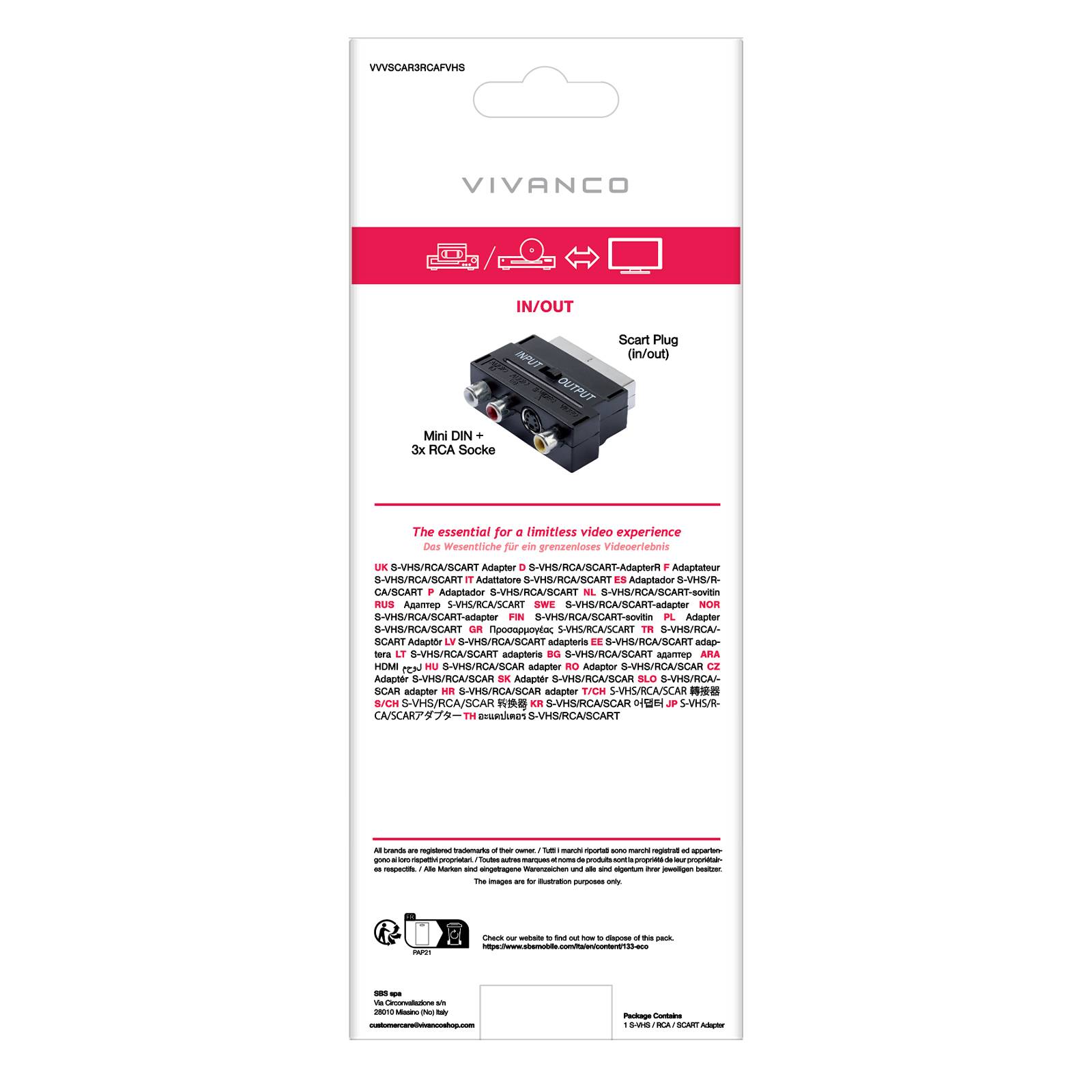 Adattatore Scart / 3 RCA + S-VHS-2