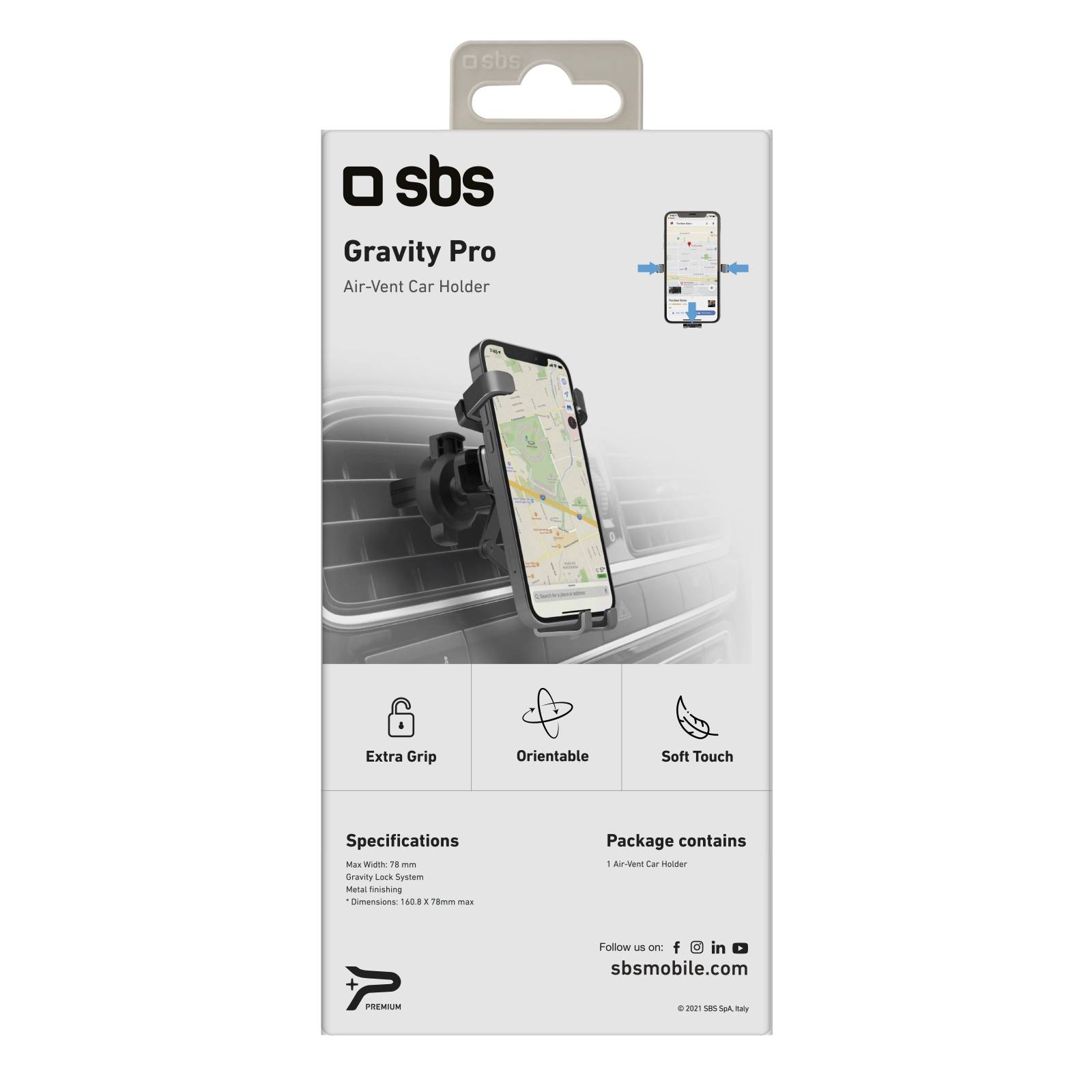 Gravity Pro - Supporto auto in metallo per telefono con meccanismo a gravità-2