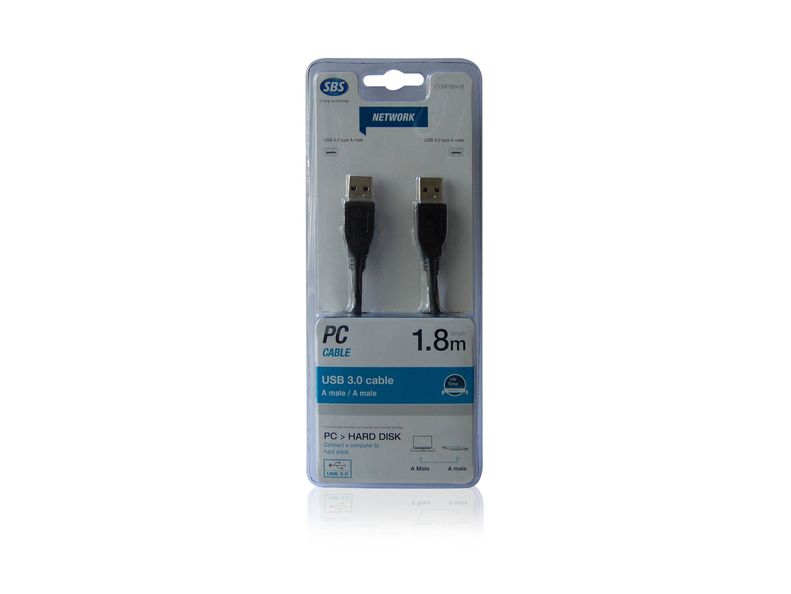 Cavo USB 3.0 A maschio a tipo A maschio, lunghezza 1,8 m-1