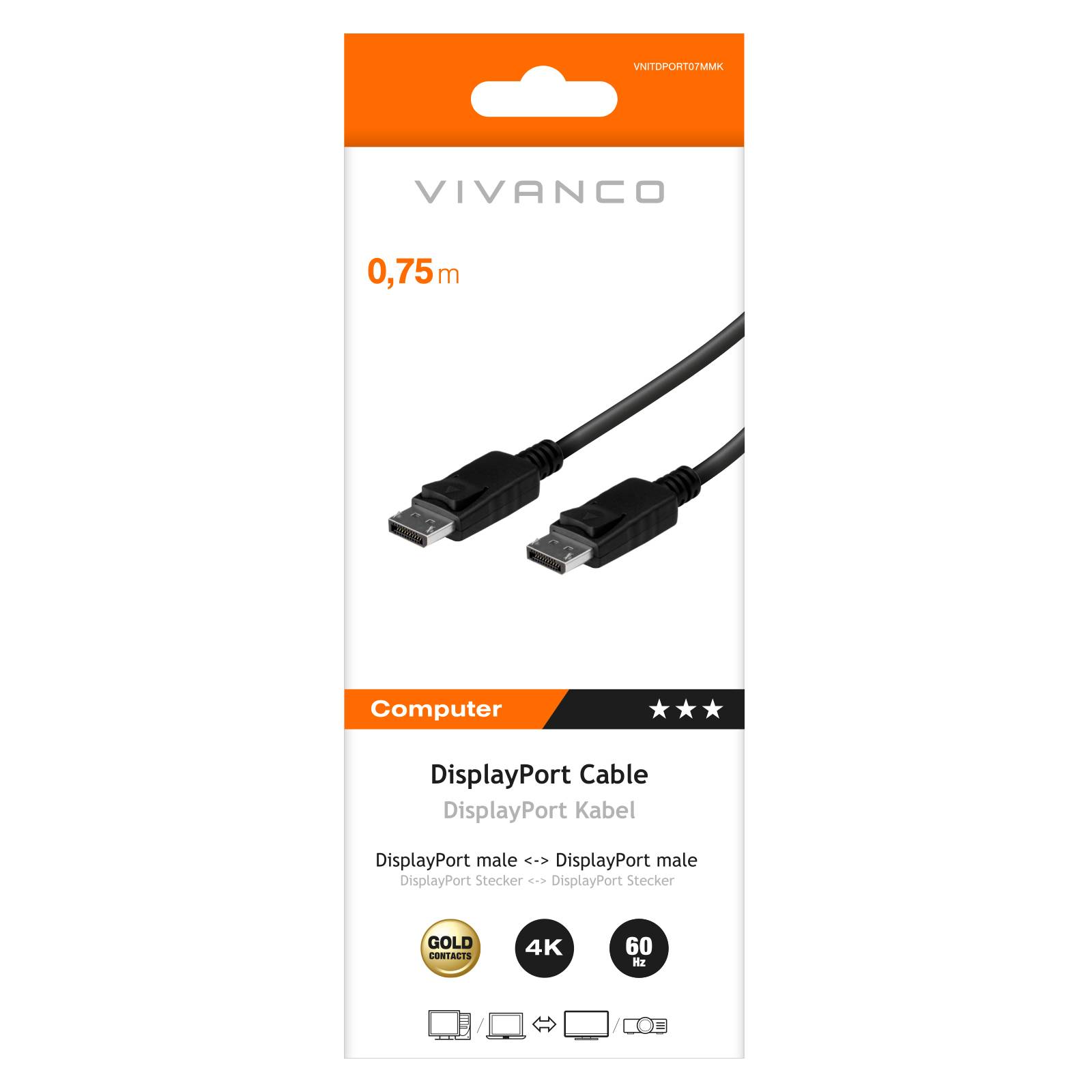 Cavo DisplayPort 1.4 0,7m-1