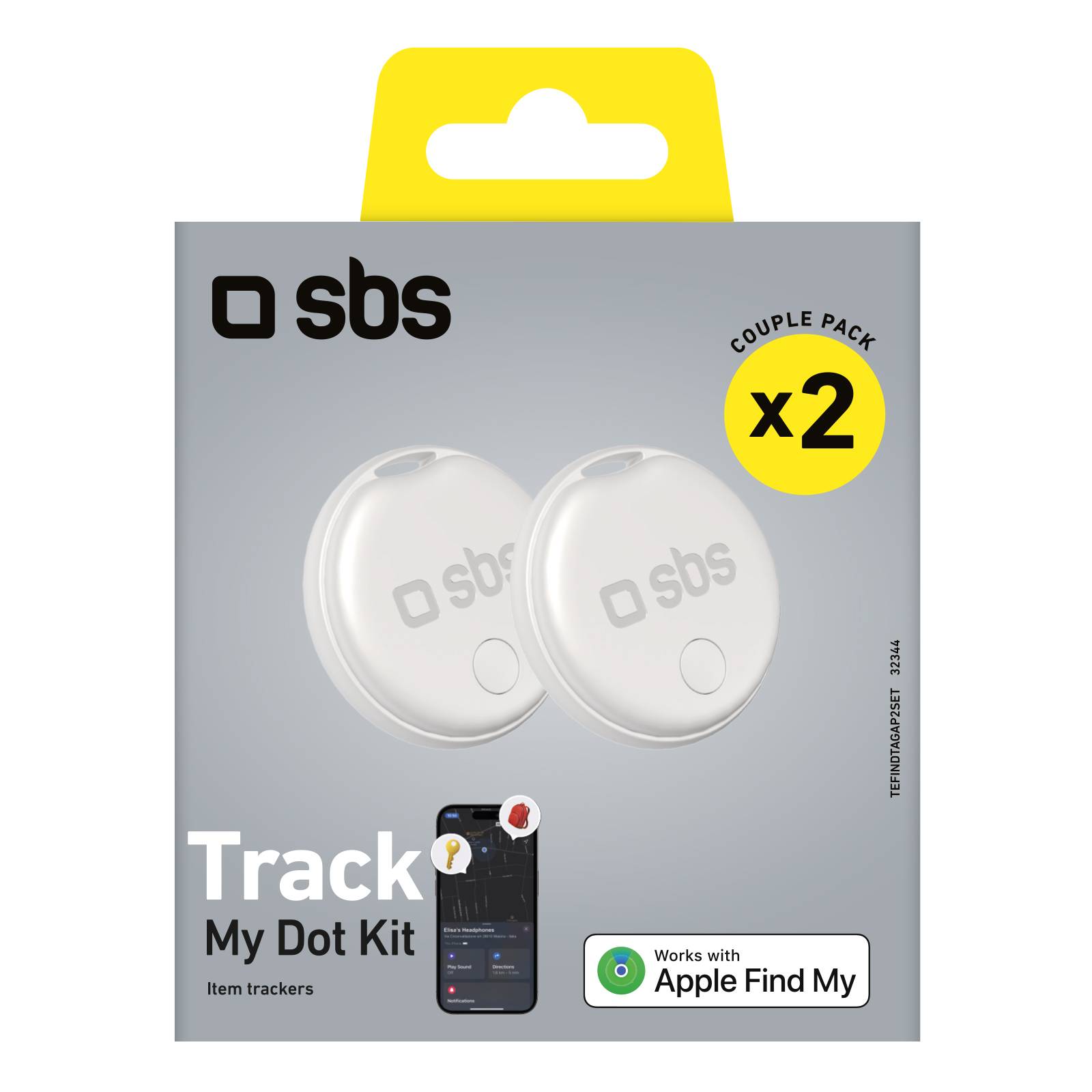 Localizzatore di oggetti water resistant compatibile con Apple Find My 2 pz.-1