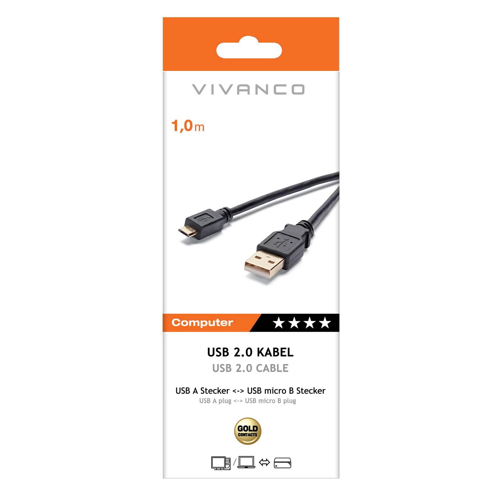 Cavo con USB Tipo A maschio e micro-USB maschio-1
