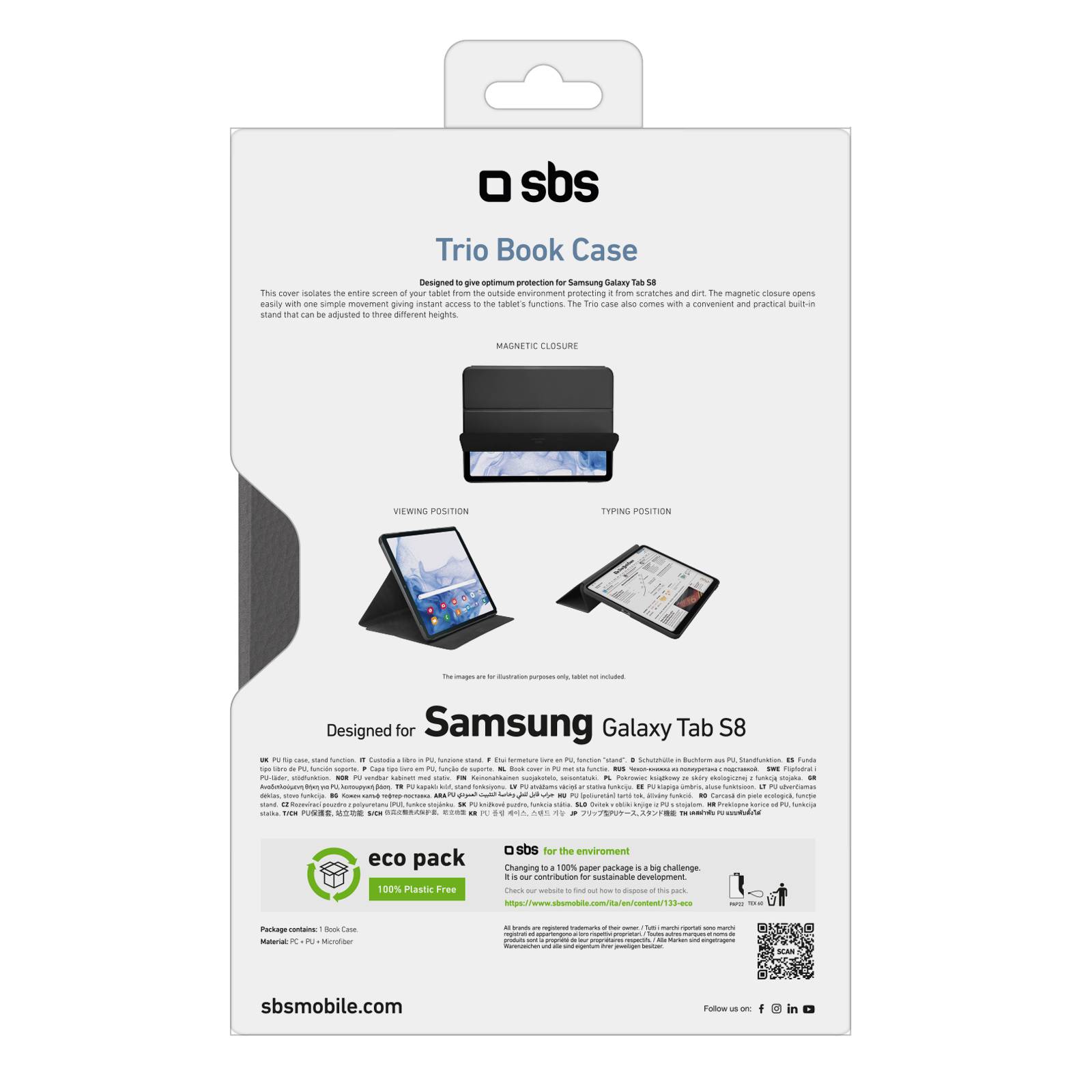 Custodia Book Pro con supporto a leggio per Samsung Tab S8 2022-2
