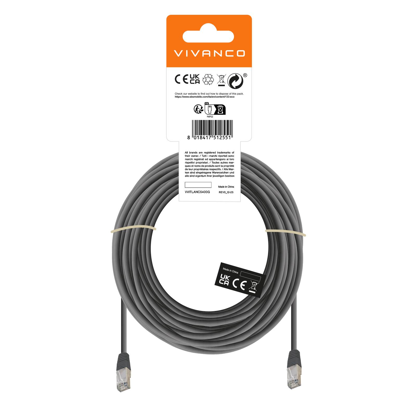 Cavo di rete per PC UTP cat 5e colore grigio, connettori RJ45, colore grigio, lungo 40 m-2