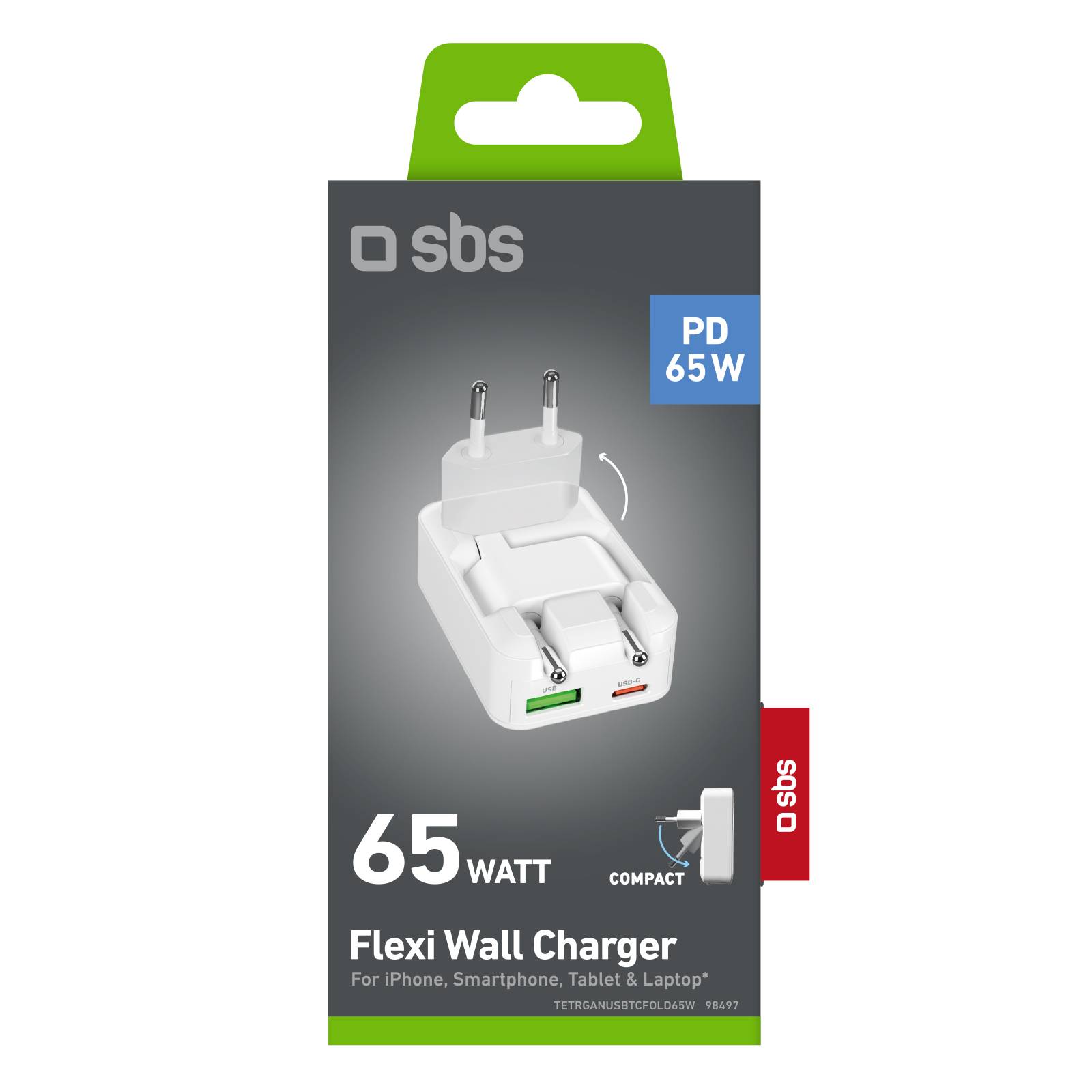 Caricatore da Parete Flexi Wall Charger 65W con Spina Pieghevole-1