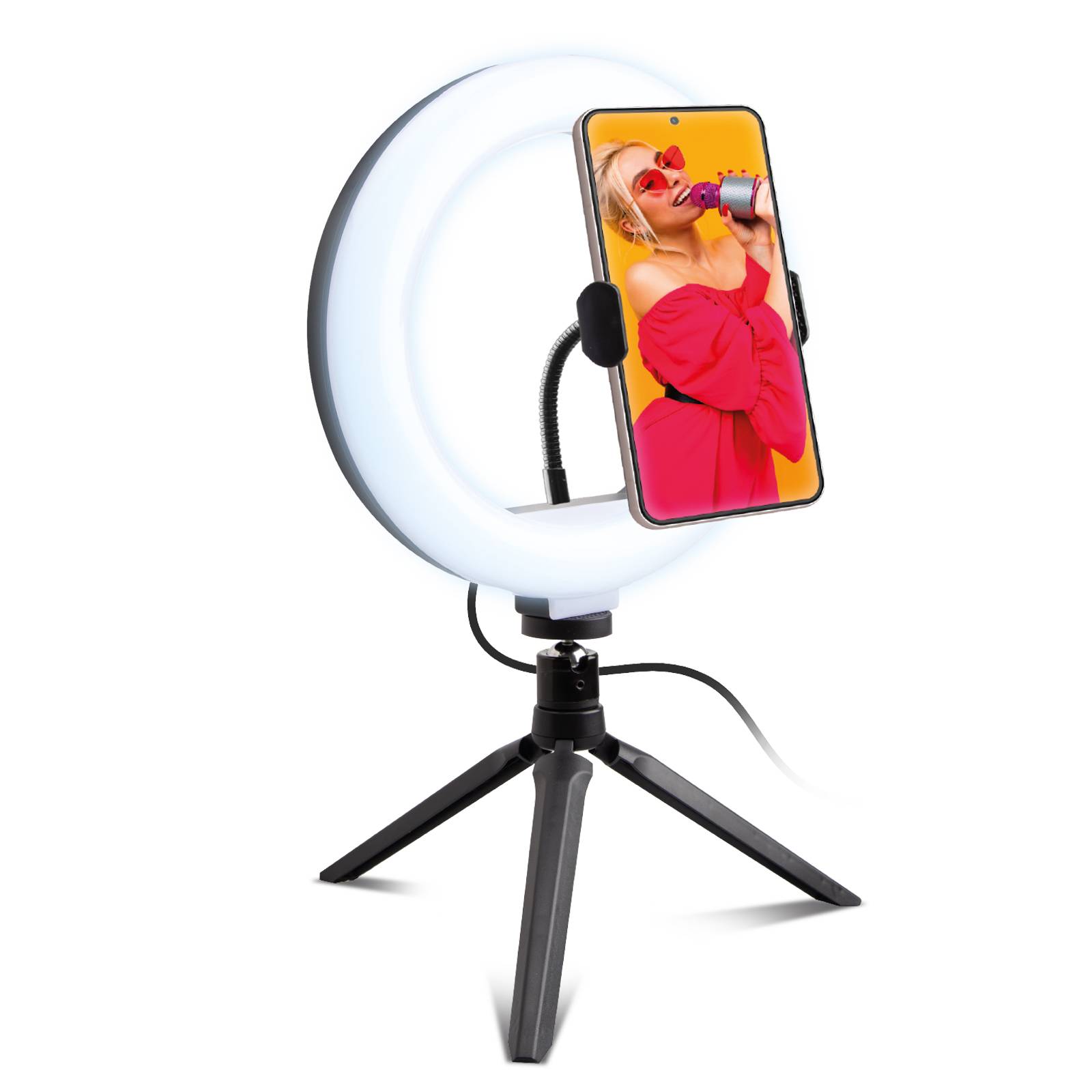 Anello LED con treppiede per video e foto-0