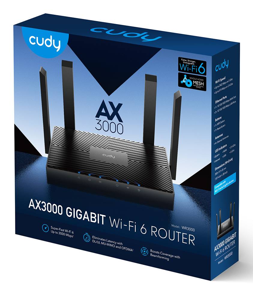Cudy WR3000 router wireless Gigabit Ethernet Dual-band (2.4 GHz/5 GHz) Nero-2