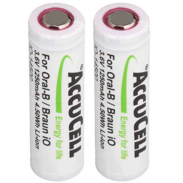 2 batterie da 1250 mAh compatibili con Braun IO 6, 7, 8, 9, 10, 3,7 volt, 48,8x14,1 mm