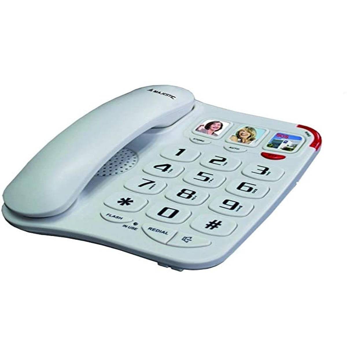 Majestic Billy 201 Telefono Fisso Con Filo Bianco Tasti Grandi Vivavoce 3 Memorie Personalizzabili-0