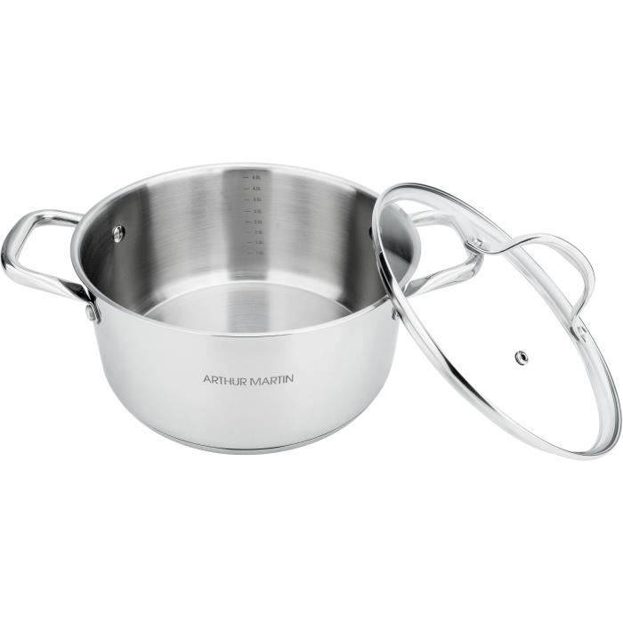 AM3549 Arthur Martin Pentola 24 cm con coperchio – Acciaio inossidabile – Tutte le fonti di calore compresa l'induzione-3