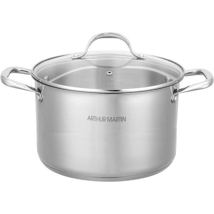 AM0073 Arthur Martin Pentola 32 cm con coperchio – Acciaio inossidabile – Tutte le fonti di calore compresa l'induzione-0