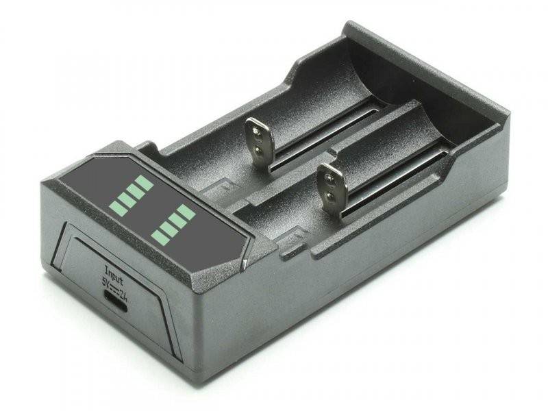 Caricabatterie USB per batterie agli ioni di litio 18650 – Caricabatterie a 2 alloggiamenti con USB-C-0