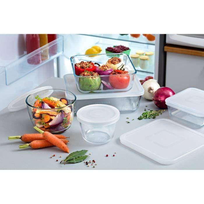 Set di 8 contenitori per alimenti - PYREX - Cook & Freeze - Vetro - Rettangolari - Coperchio speciale per congelatore-1