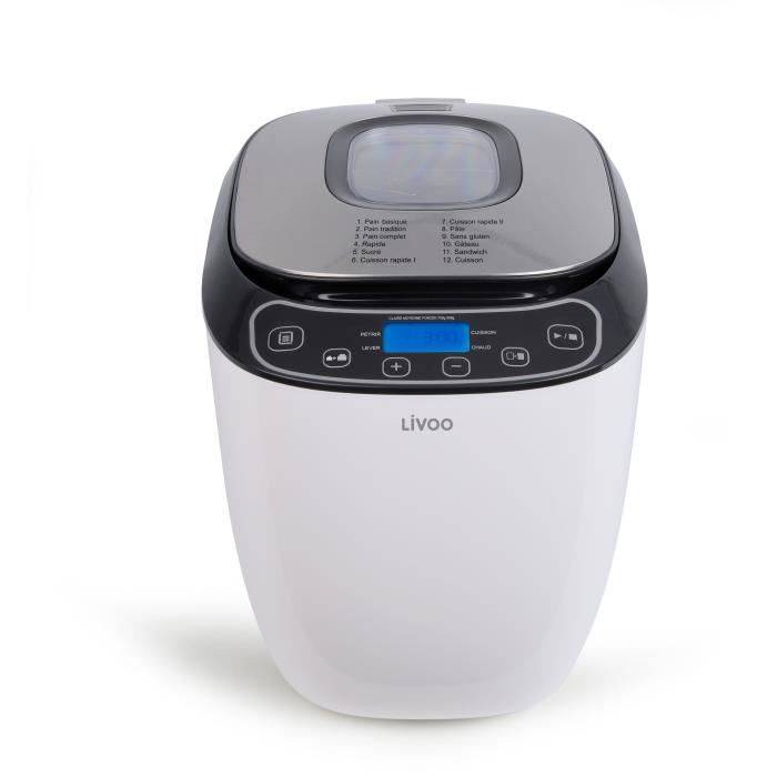 Macchina per il pane - LIVOO - DOP218 - 550W - 12 programmi - Ciotola in alluminio rimovibile - Schermo LCD - 3 accessor-0