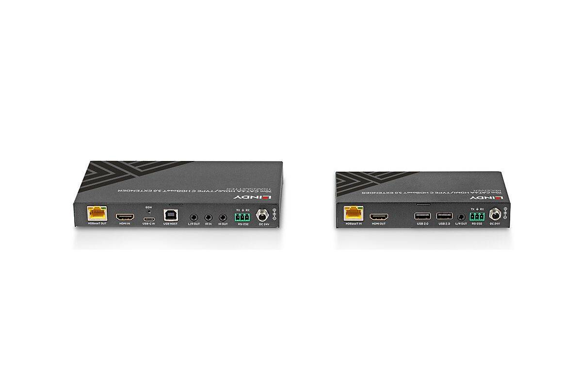 Lindy 70m Cat.6A TypeC & HDMI HDBaseT 3.0 KVM Extender (38346)-2