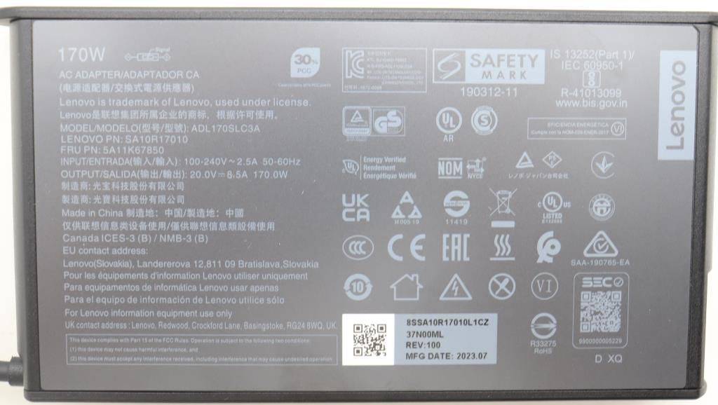 Lenovo 5A11K67850 170W Slim AC Adapter for-4