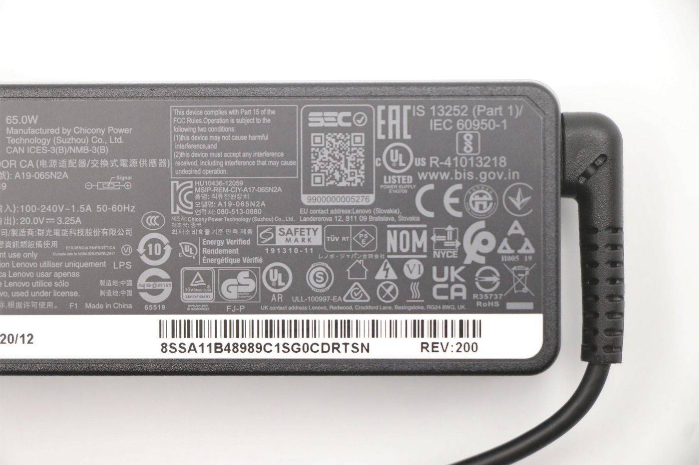 Lenovo 5A10V03250 65W AC adapter with Rectangle-3