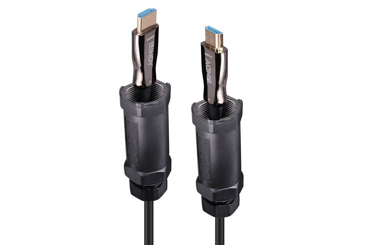 Lindy - HDMI-Kabel - HDMI männlich zu HDMI männlich - 10,0m - Hybrid Kupfer/Kohlefaser - Schwarz - gepanzert, unterstütz-0