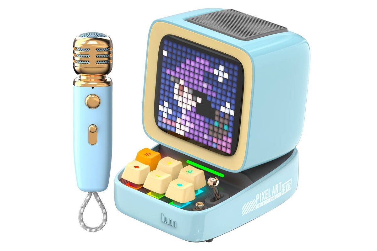 Divoom Ditoo-Mic Mini - 15 W - Kabellos - Tragbarer Mono-Lautsprecher - Blau - Mobiltelefon / Smartphone - MicroSD (Tran