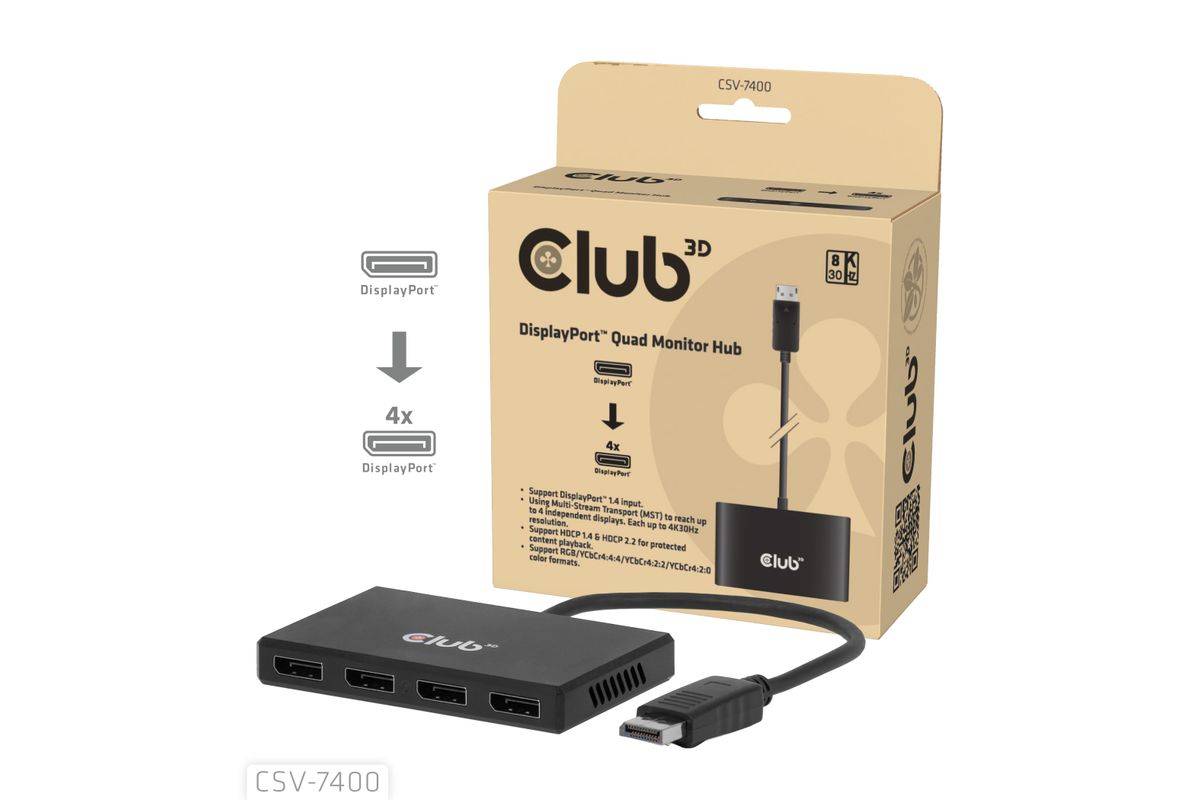 CLUB3D CSV-7400 ripartitore video DisplayPort 4x DisplayPort-0