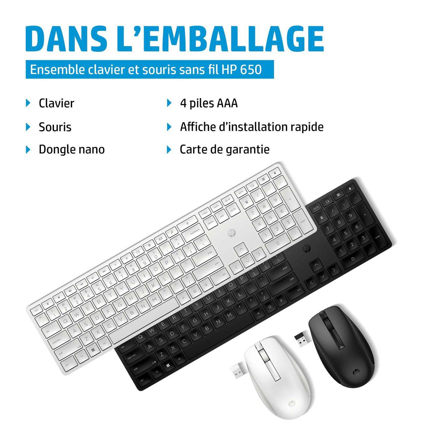 HP 650 - Tastatur-und-Maus-Set - kabellos - 2,4 GHz - Schwarz - für Laptop 15-dw1025nk, Pavilion Plus Laptop 14-eh0660nd-6
