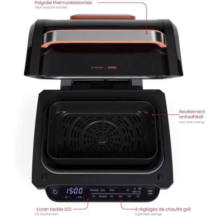 Friggitrice e grill senza olio - LIVOO - Livoo x Marmiton - DOC305 - 6 L - 1500-1700 W - 2 in 1 - 8 programmi - 4 livell-3