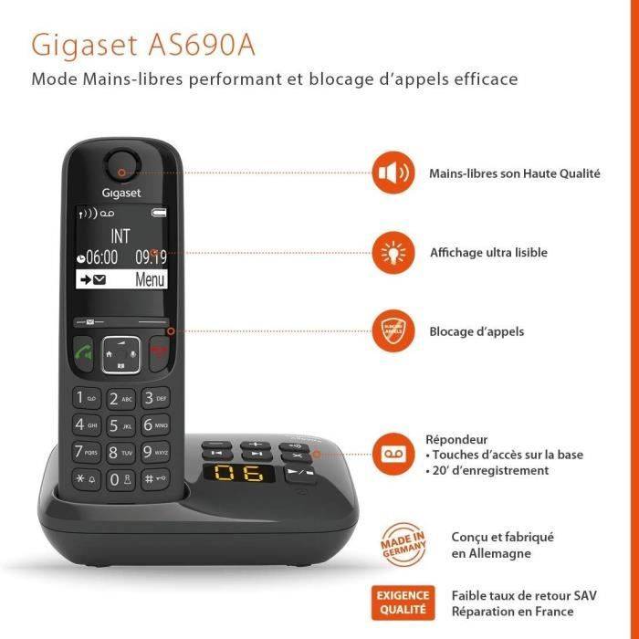 Telefono Fisso Gigaset AS690A Trio Nero-3
