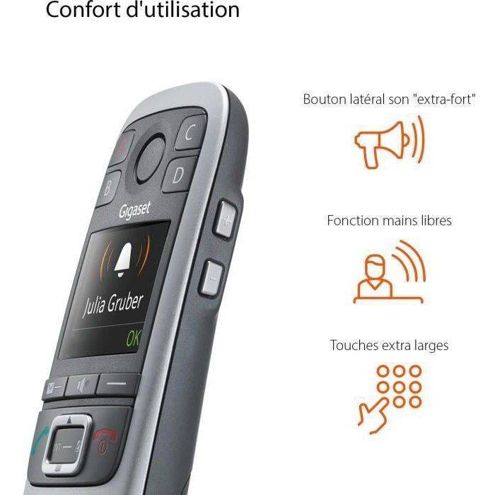 Telefono Senza Fili Gigaset E560 Nero/Argentato Argentato-3