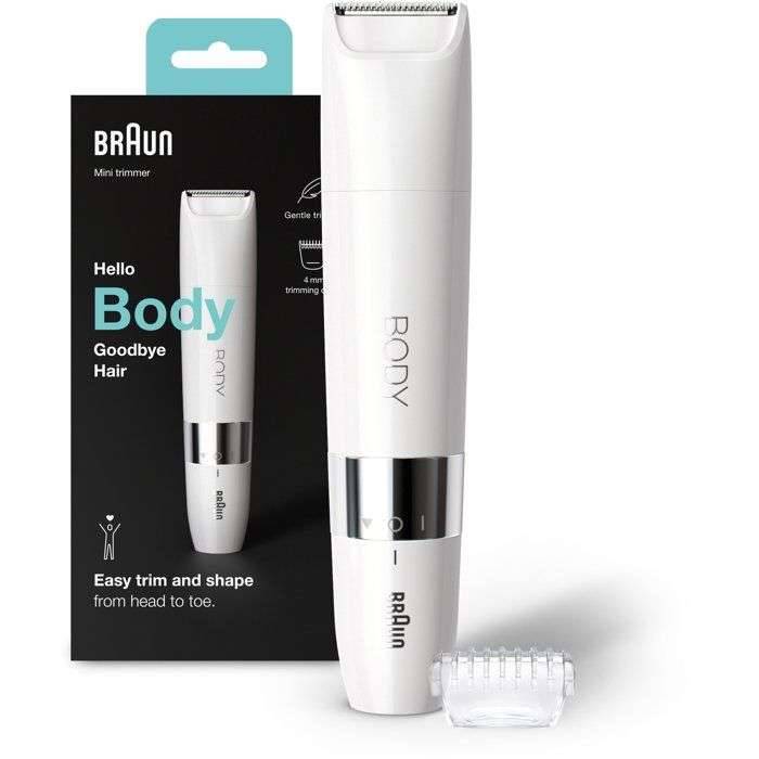 Braun Mini Rifinitore Corpo BS1000, Rifinitore Elettrico Corpo Uomo E Donna, Bianco-1